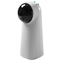 Automatic laser cat pole toy showing green with white plastic housing and LED red laser beam on floor