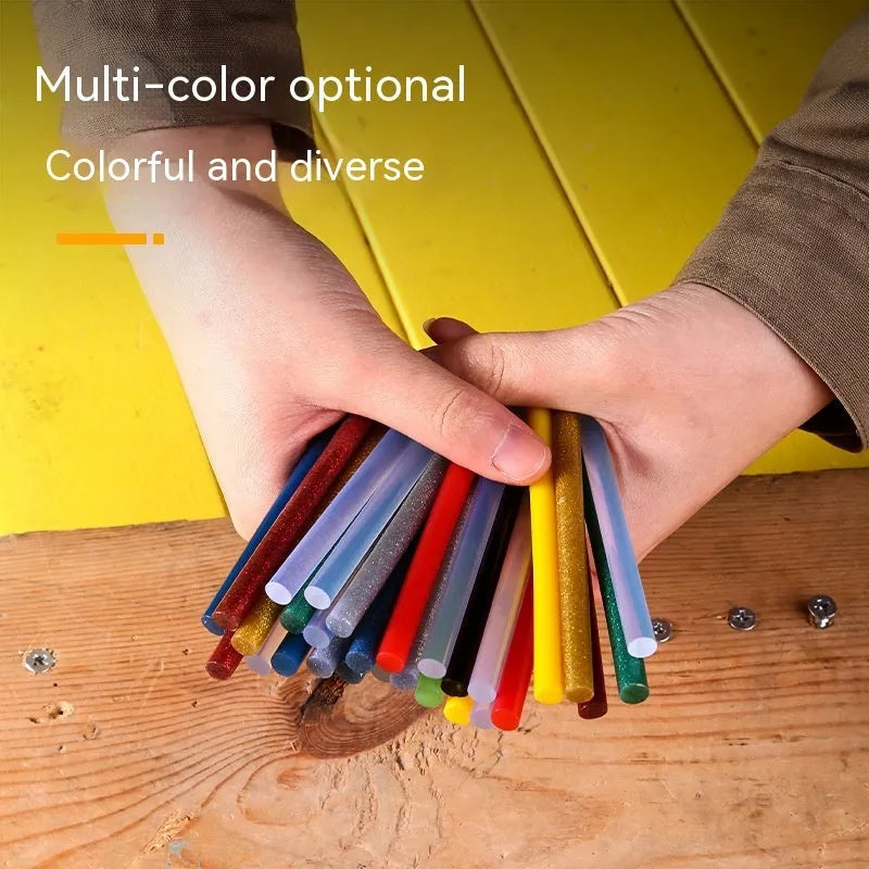 Transparent hot melt glue sticks in packaging, 55-piece set with 7mm diameter