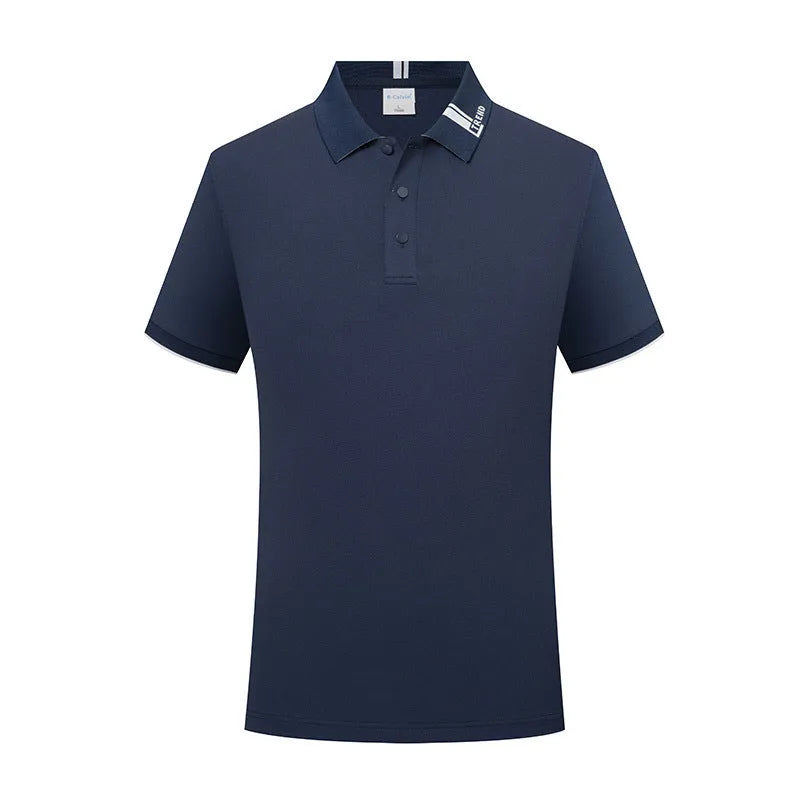 Breathable cotton blend short sleeve lapel polo shirt in light purple with fashion letter print