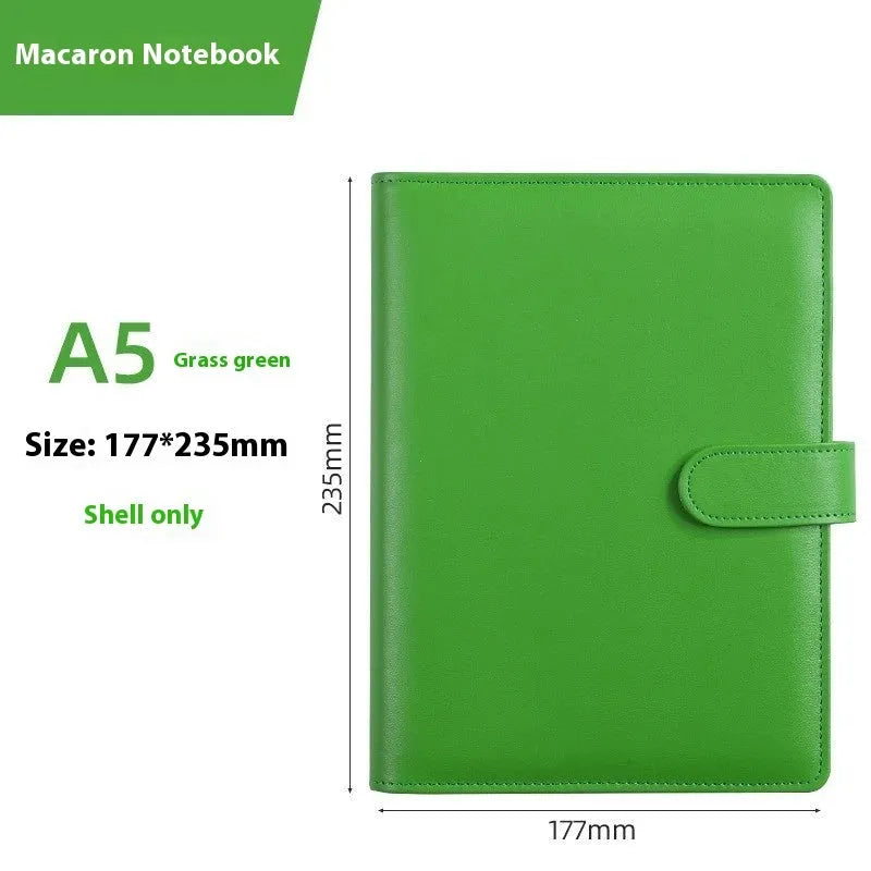 A5 PU leather zipper notebook shell in multiple colour options showing zipper closure and solid colour design
