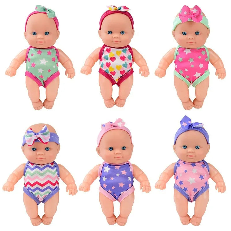 Detailed vinyl simulation baby doll figurine collectible model in display pose