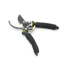 200mm garden shears with 50# steel Teflon-coated elbow blade, 30mm trimming diameter, and PVC handles in yellow or green