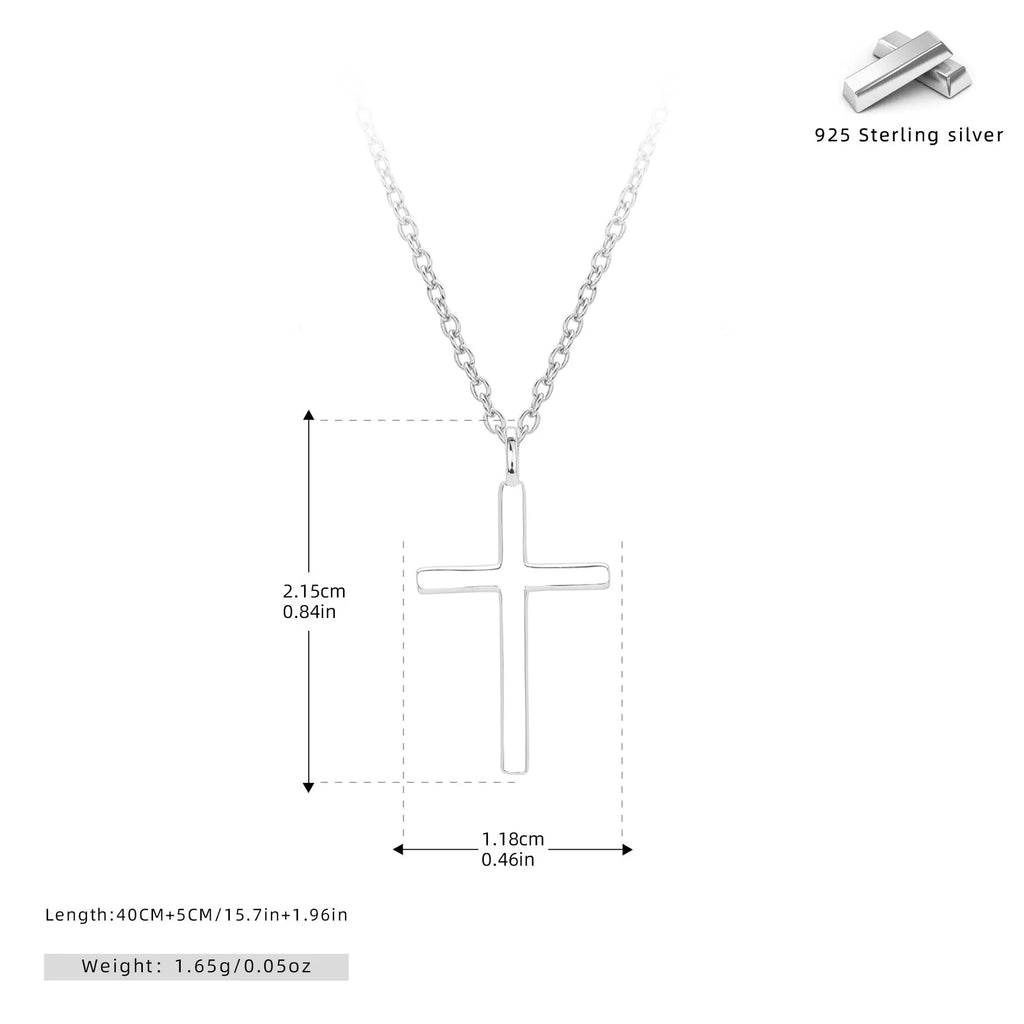 S925 sterling silver cross pendant necklace with adjustable chain in gold, platinum, or rose gold plating