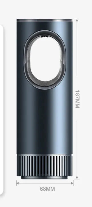 Black USB car air purifier for formaldehyde removal and ion generation on a car dashboard