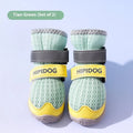 Pair of blue cartoon-style dog shoes with a wear-resistant sole for summer pavement protection.