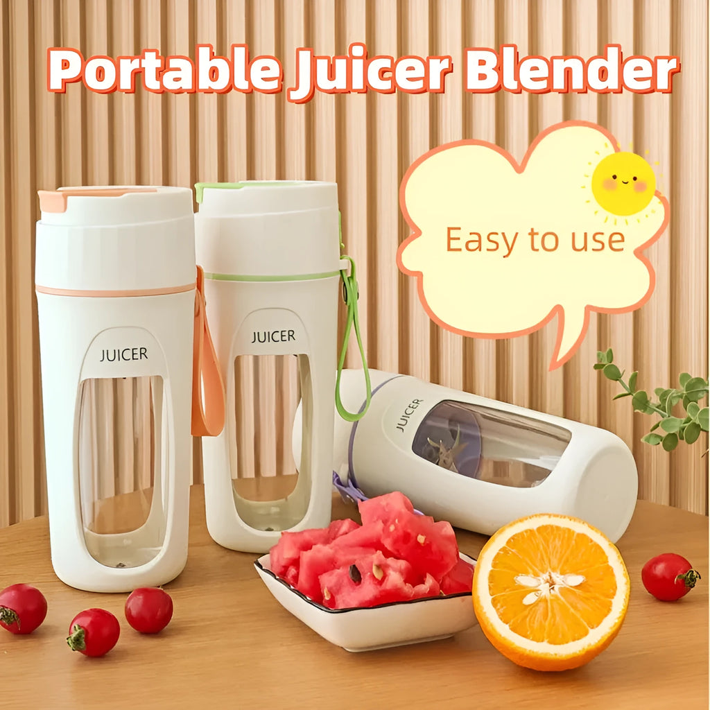 Grass green portable USB electric blender with borosilicate glass cup and charging cable