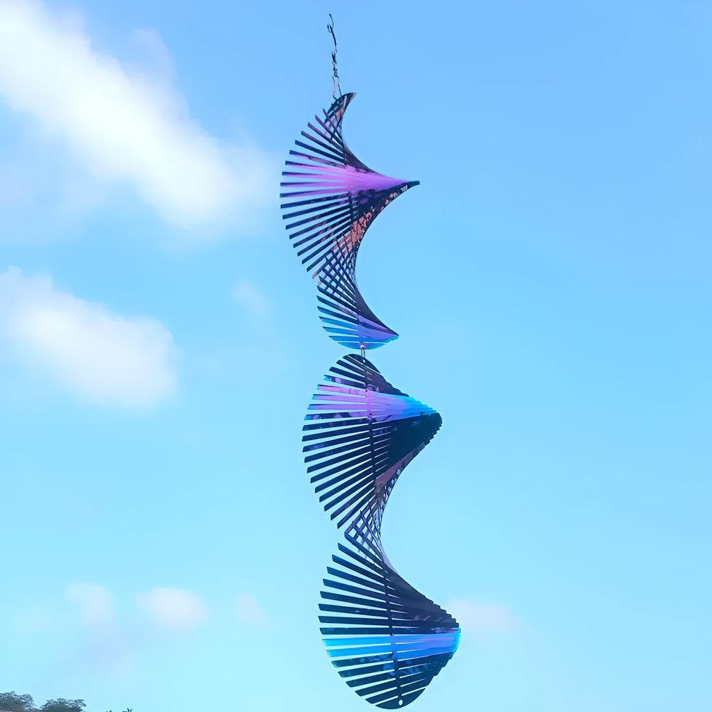 Rotating wind runner garden pendant in Silver or Colourful metal, 12.8 x 60cm Christmas outdoor decoration