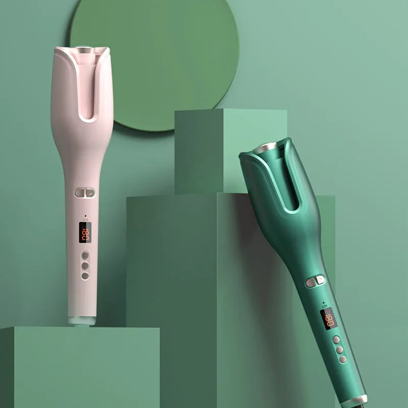 Big Wave Perm Anion Curling Iron with 21mm-30mm tourmaline ceramic barrel, pink or green, 15-section temperature control