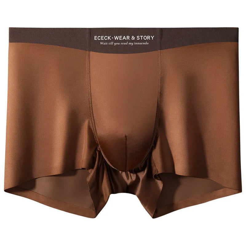 Men's Ice Silk colourblock seamless underwear briefs in veil white and moonlight blue colours