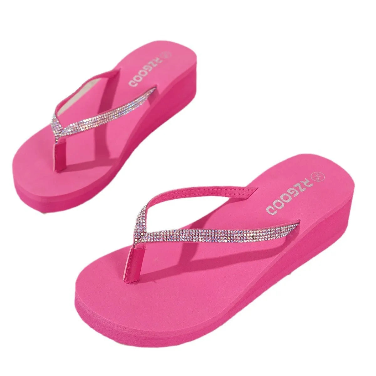 Women's solid colour sandals with flannel upper in beige, black, or pink on PVC sole