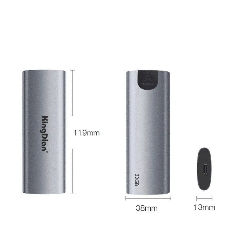 Grey mobile SSD hard drive with USB 3.0 interface for direct phone connection