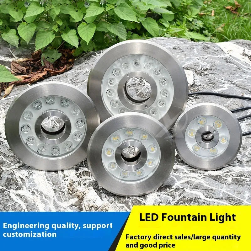 Aluminium alloy underwater lamp for garden villa and courtyard water feature lighting with RGB, warm white, and pure white options