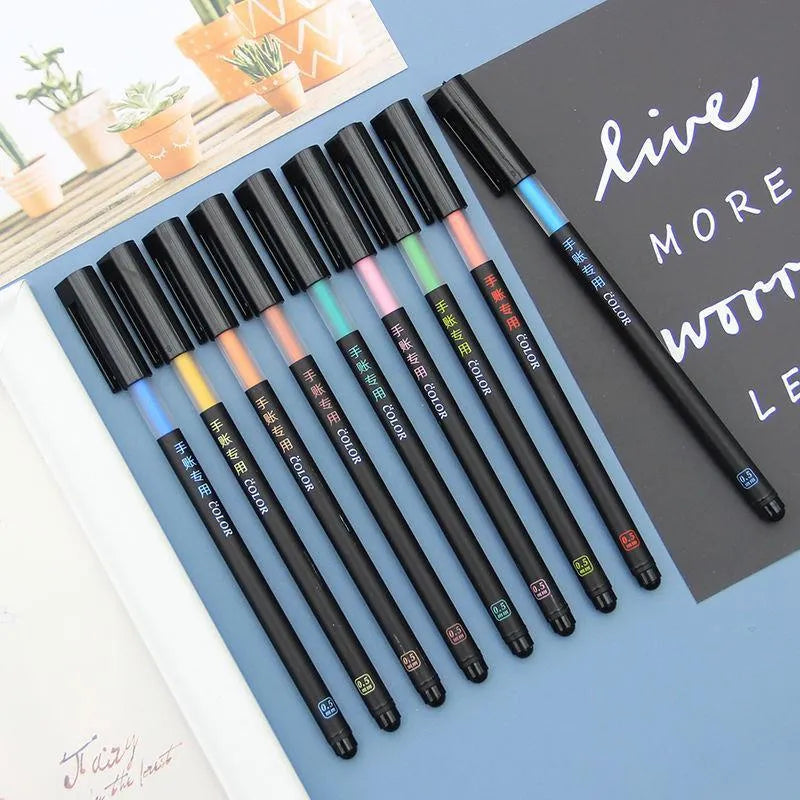 Candy colour gel pen set with plastic shell and options for random one, random six, set of twelve, or 12 pens with refills
