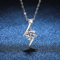 S925 sterling silver clavicle necklace with geometric lightning pendant and 1 carat moissanite or high carbon stone