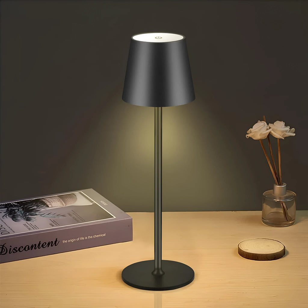 Rechargeable table lamp, 10 x 38cm, waterproof creative design, built-in battery, gold black white rose gold blue
