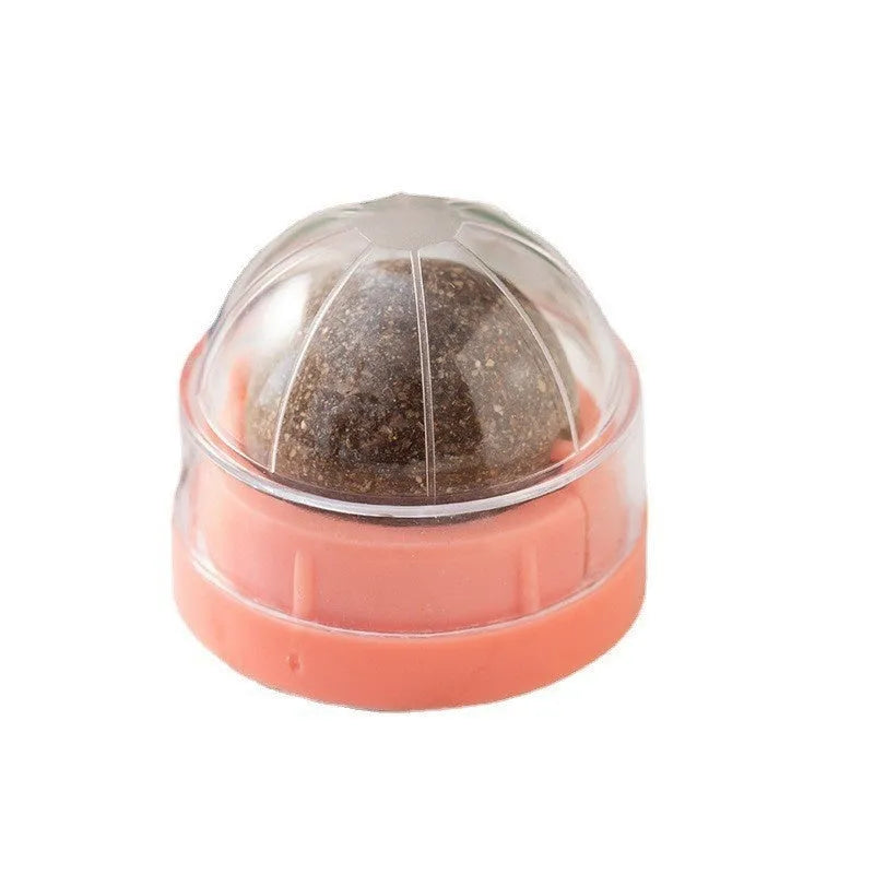 Plastic catnip ball toy in various colours with textured surface for molar teeth cleaning