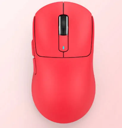 Black rechargeable Bluetooth mouse with three connectivity modes shown with USB receiver and parachute cable