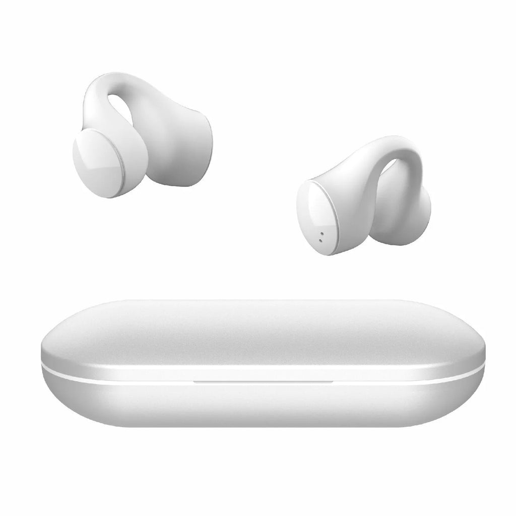 Open-ear clip-on Bluetooth headset, 11.2mm oscillator, 16.9g per earphone, black or white, USB Type charging