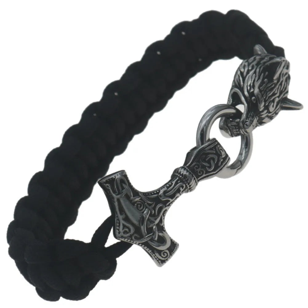 Men's titanium steel bracelet with Nordic rune pendant, animal zodiac motif, steel or gold, 19cm to 25cm