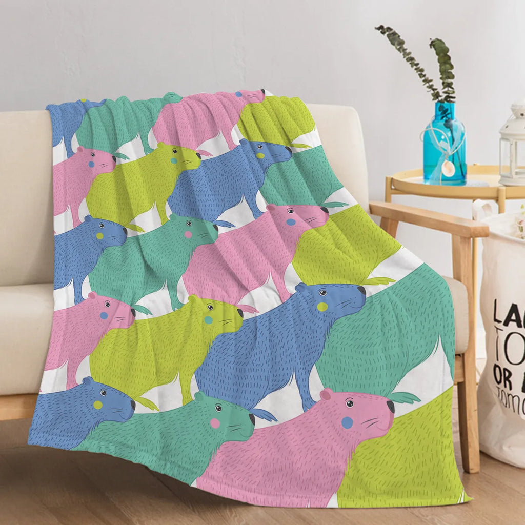 Pink flannel blanket with cartoon dolphin and pet theme pattern, 130x150cm size, soft throw