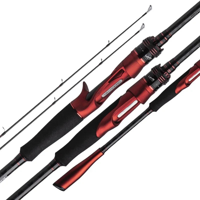 Carbon fishing rod showing straight handle and pikestaff style options for ultralight lure fishing.