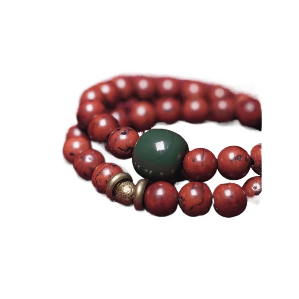 Double circle bodhi seed bracelet with cartoon styling showing natural seed texture