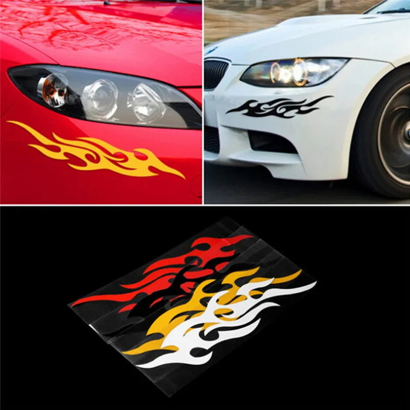 Flame pattern reflective car bumper sticker in black on a car rear bumper