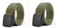 Men's nylon belt with plastic buckle in military green, 120cm length, regular width