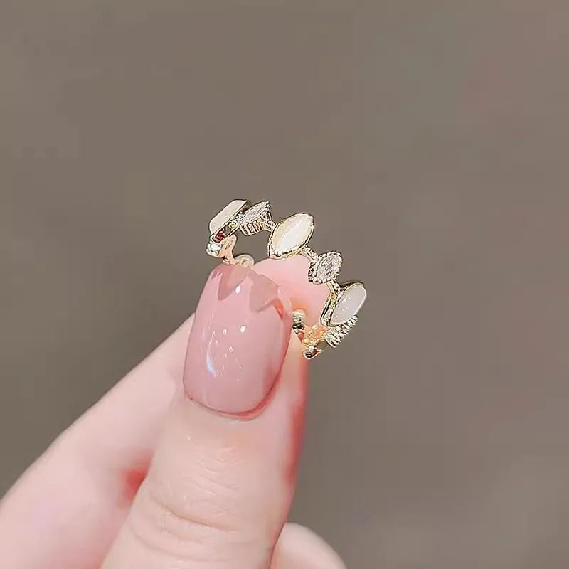 Copper geometric water drop design fashion personality opal ring for women with electroplated finish