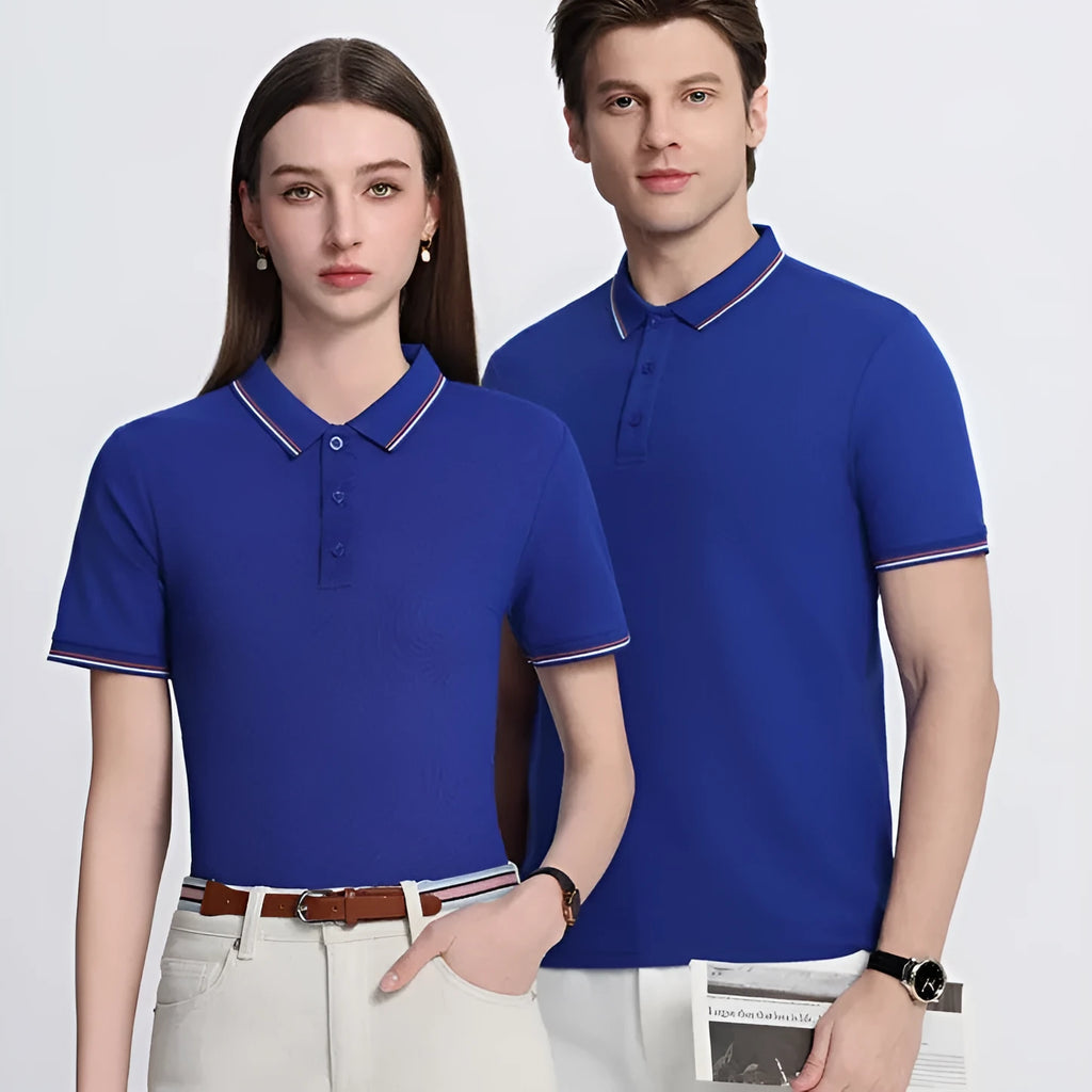 Solona men's bright red short sleeve ice-feel work polo shirt on a hanger