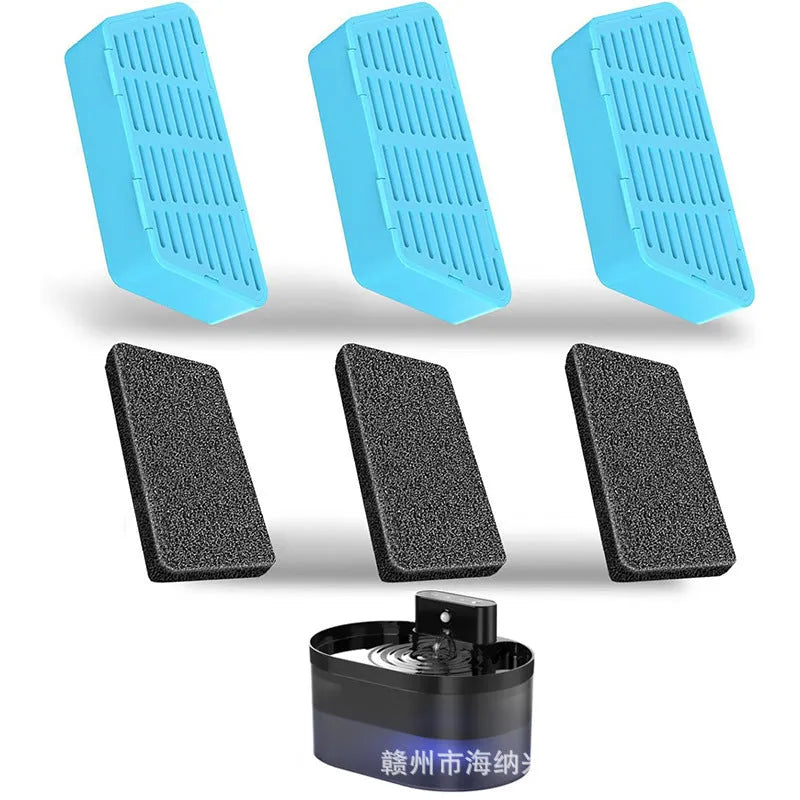 Cat pet water dispenser filter element – carbon fiber folding filter and sponge set for 2.2L fountain