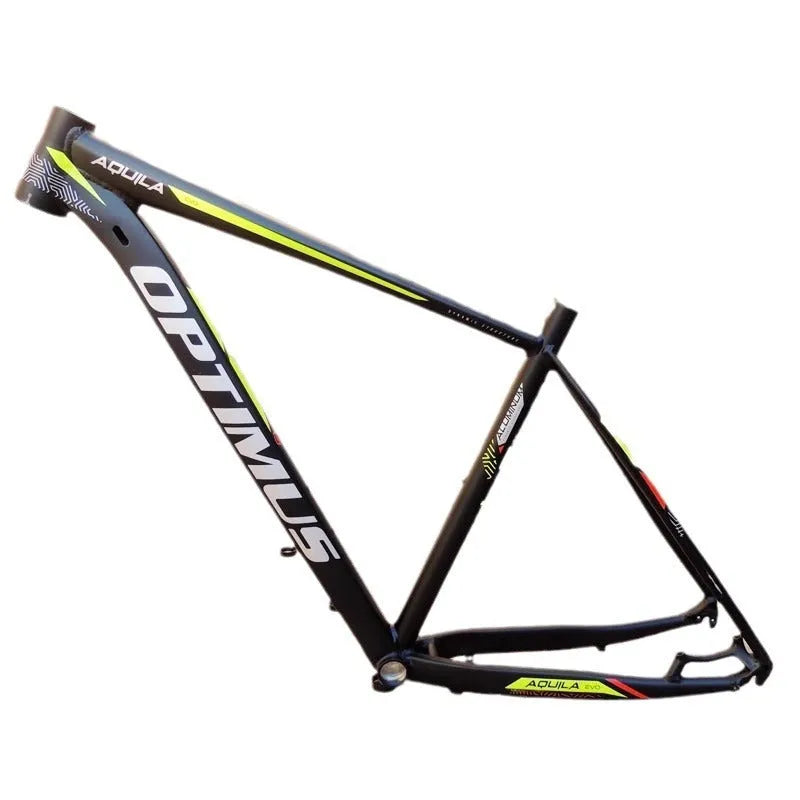 Black green aluminium alloy 29-inch mountain bike frame with inner cable routing and disc brake mounts