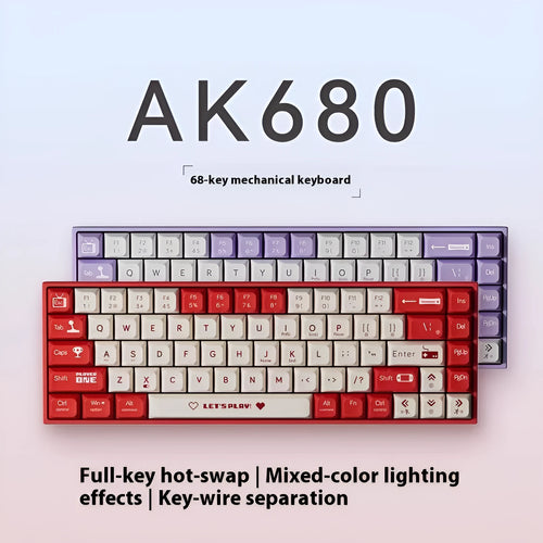 AJAZZ AK680 mechanical gaming keyboard with hot-swappable switches and 1.5m cable