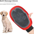 Red silicone pet bathing glove with integrated brush texture for washing dogs and cats