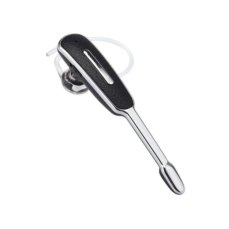 Leather pattern Bluetooth headset mono earplug in Black Silver with single side strip design