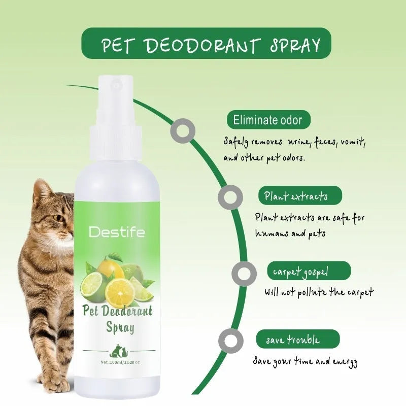 Pet deodorant aromatherapy spray 100ml lemon scented for cats and dogs