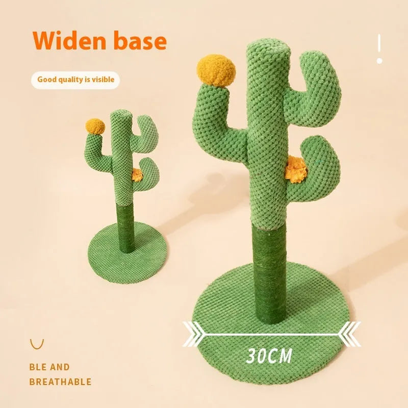 Cactus design cat scratching pole climber and large coconut tree scratch board toy for pets.