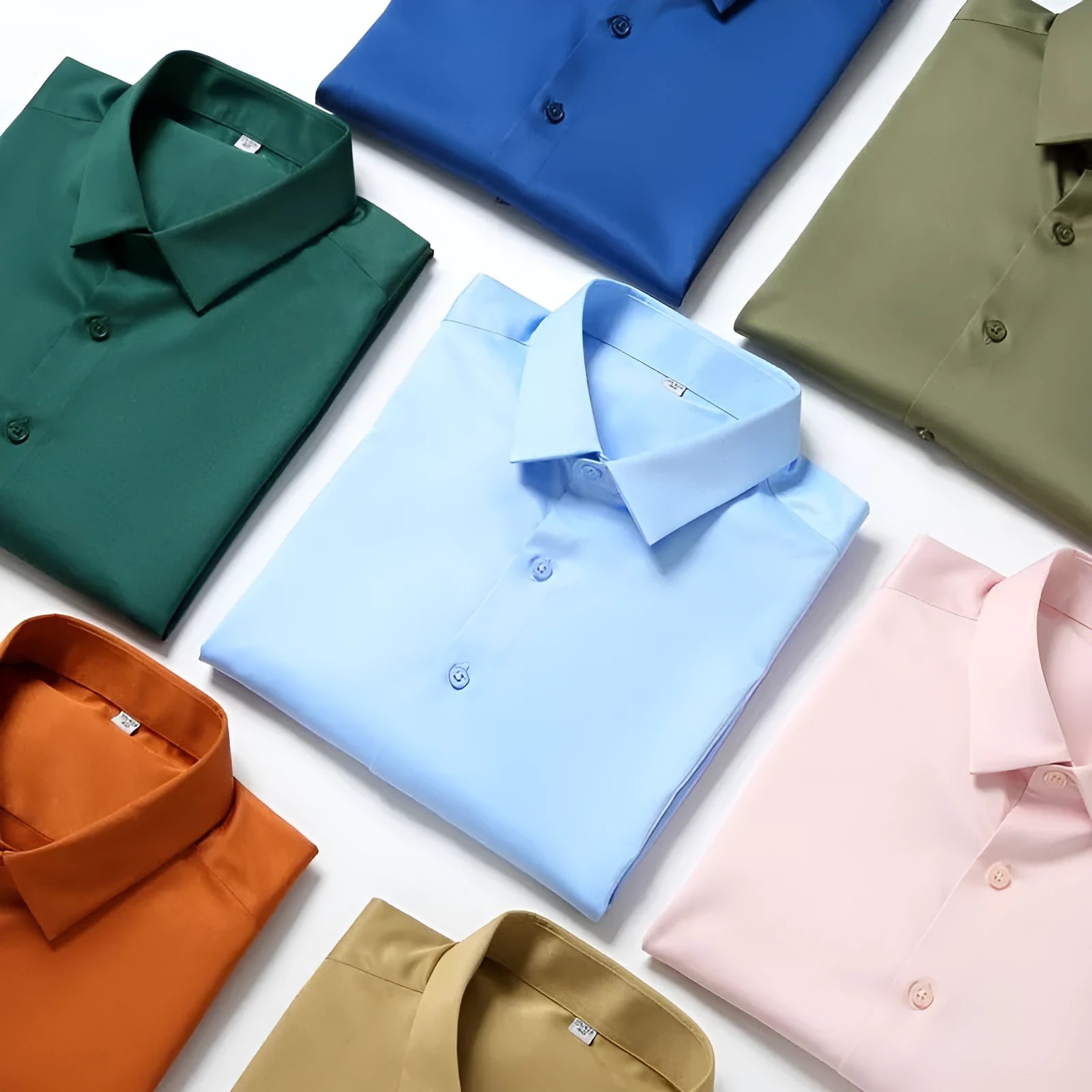 Men's loose fit long-sleeved non-ironing shirt in a solid colour, made from breathable polyester spandex fabric.
