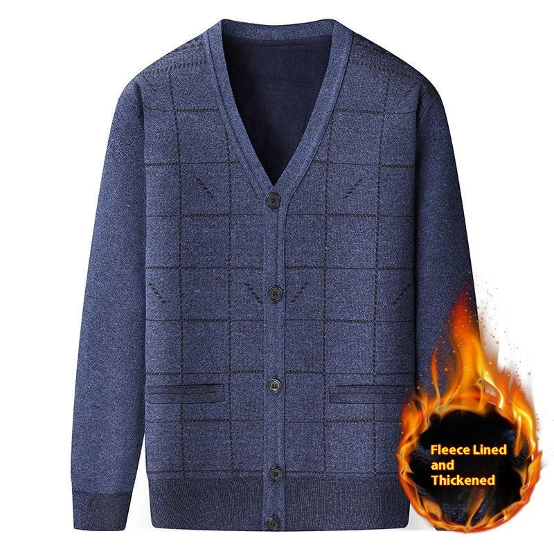 Men's dark grey batwing sleeve cardigan sweater for plus size autumn and winter wear