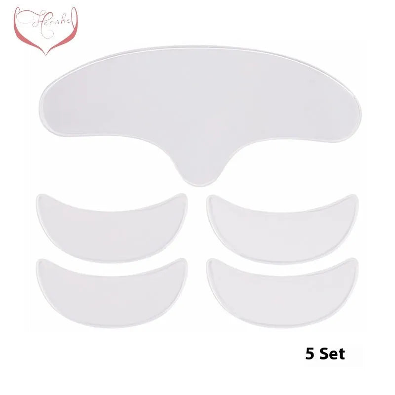 Transparent anti-wrinkle silicone patches in T-shaped, heart-shaped, triangle and neck sticker designs