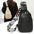 Women's vintage crossbody bag in tan PU with patchwork design and phone pocket