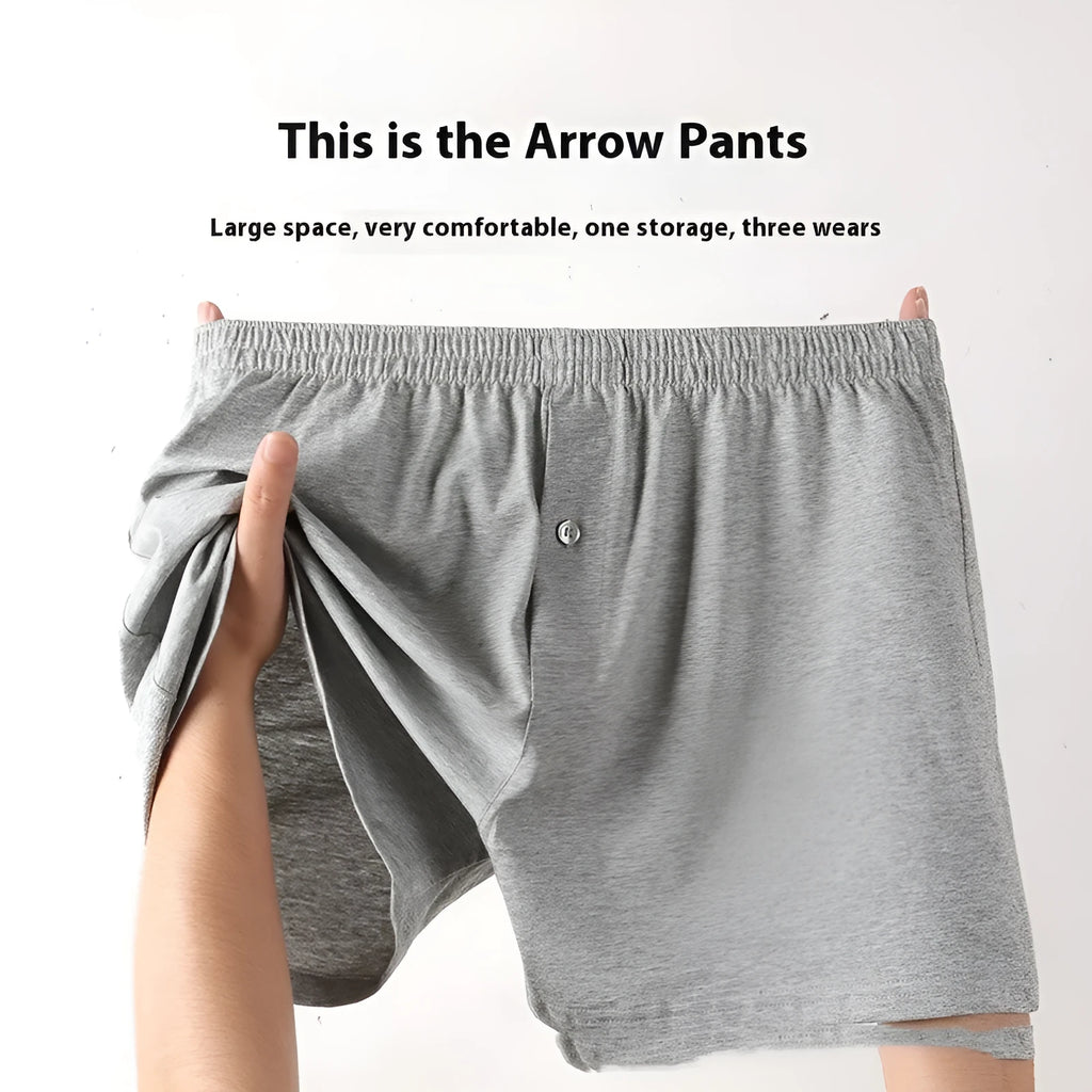 Men's pure cotton loose-fit boxer shorts in light grey, high-waist design