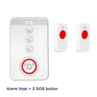 White elderly emergency alert system with one buzzer unit and three call buttons