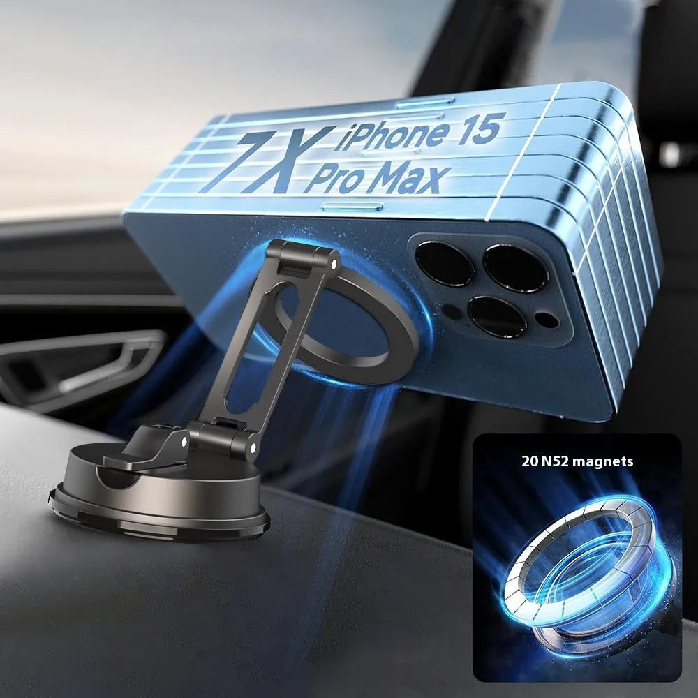 Black H154 magnetic phone holder for cars with suction cup mounting system
