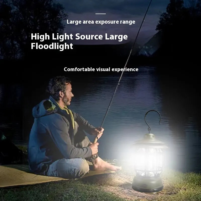 Portable black camping head lamp and lantern with super bright light, shown next to red and dark green colour options.