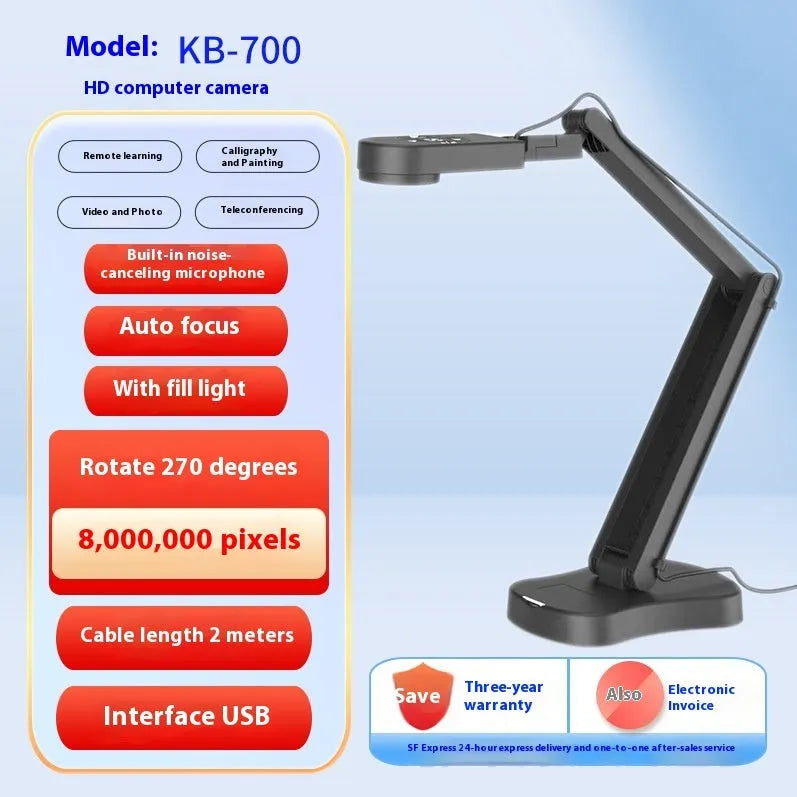 USB auto-focus webcam with microphone for computer video calls and photography.