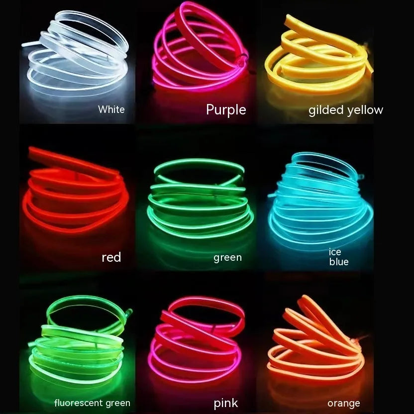 6 metre car ambient light USB LED cable showing colour options for vehicle interior installation