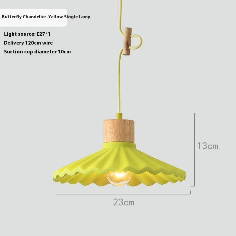 Modern simplicity cement solid wood chandelier with pink single light, resin construction, adjustable cord
