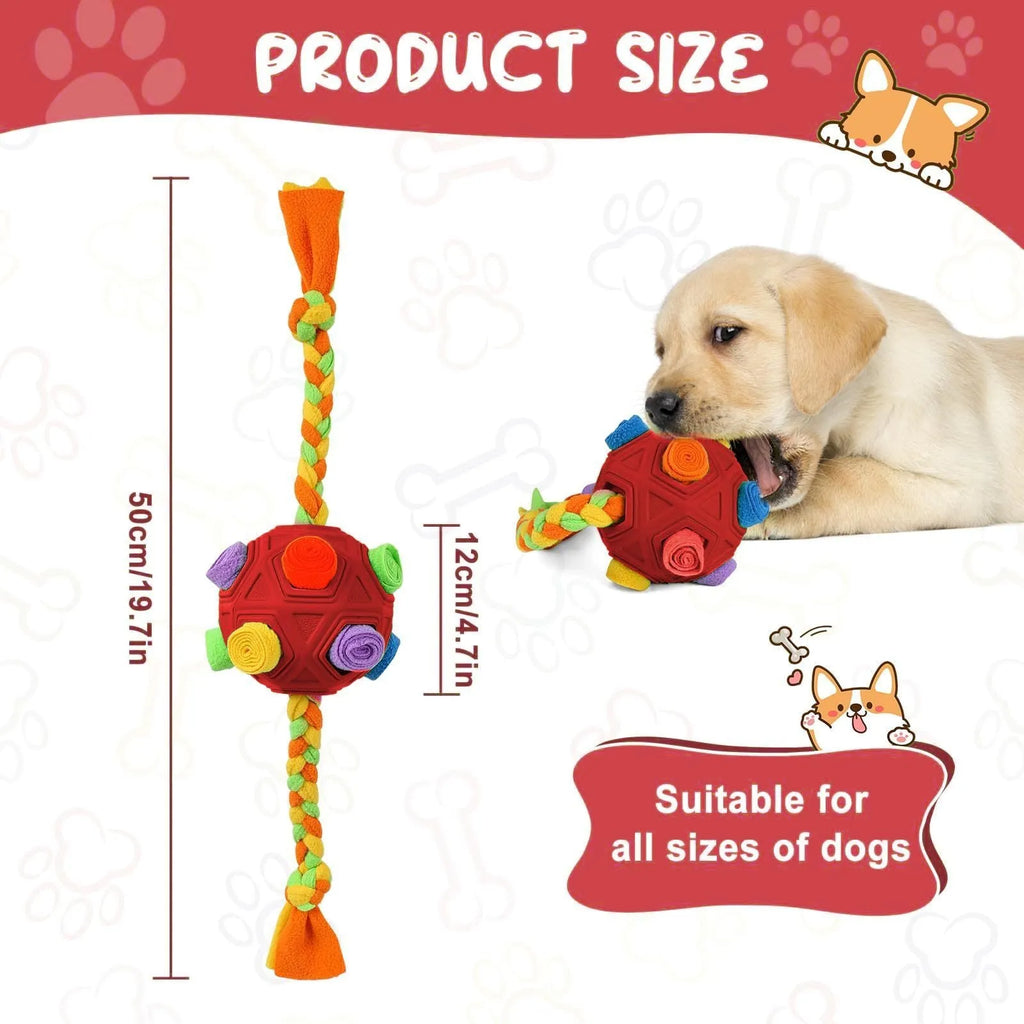 Dog puzzle sniffing ball training toy in multiple colour options on white background