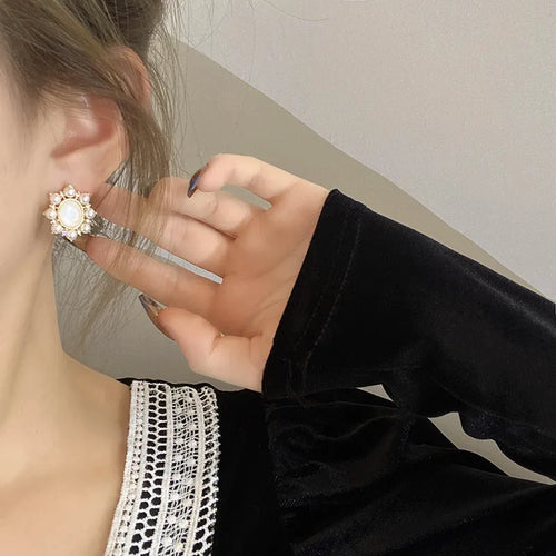 Alloy ZB-43 silver needle hoop earrings pair for Korean fashion, lightweight jewellery, silver finish